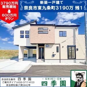 奈良市東九条町、建て売り新築一戸建て